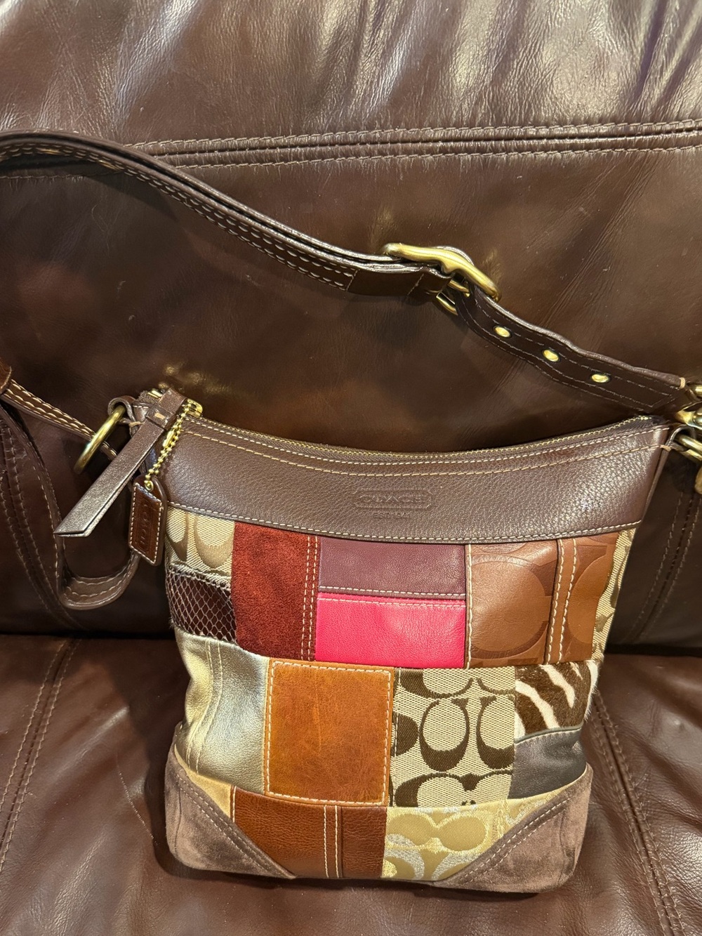 Coach Patchwork Legacy Crossbody Bag | Leather Suede Signature Canvas Haircalf